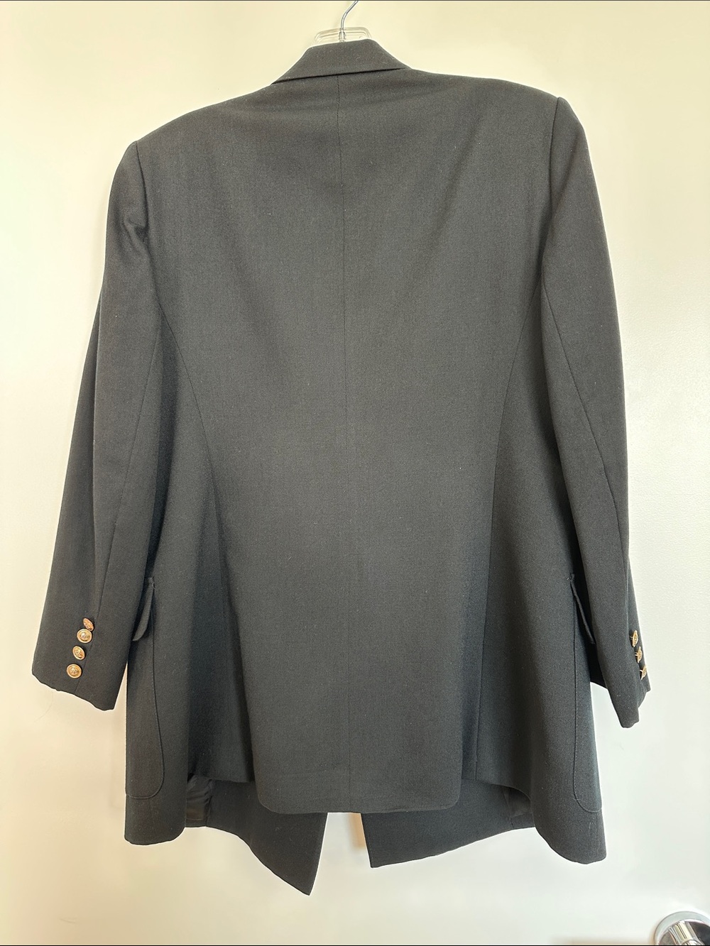 Vintage 90s Ralph Lauren Black Double-Breasted Blazer with Embroidered Crest 14 - Picture 9 of 12